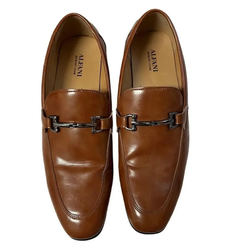 ALFANI Men's Brown Otis Bit Slip-On Loafers with Buckle Size 10 M